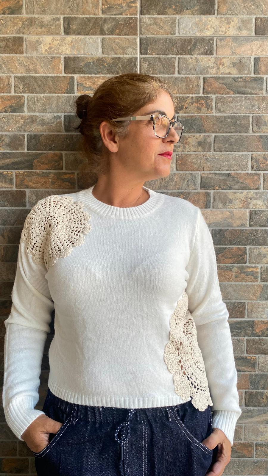 Camisola malha com renda