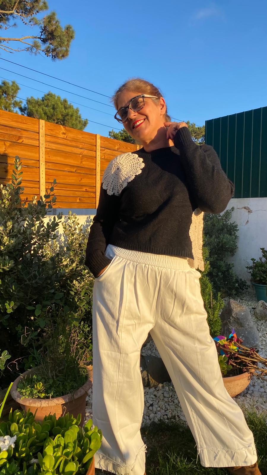 Camisola malha com renda